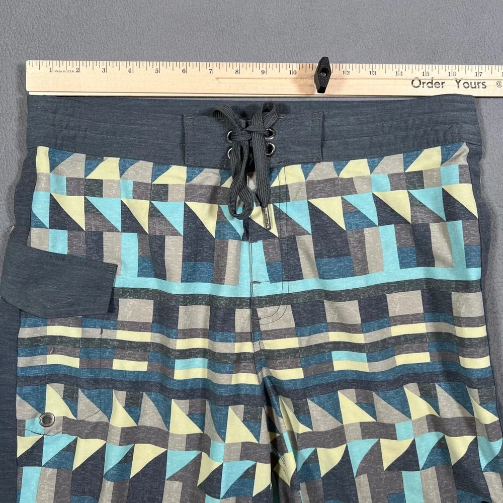 Prana Board Shorts Mens Size 32 Sander Aztec Geometric UPF 50 Swim Trunks Hybrid